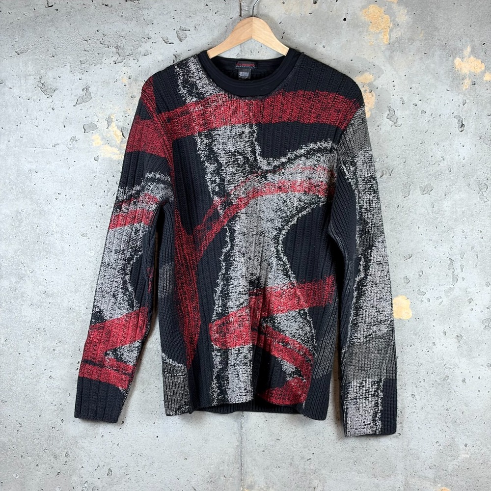 Custo Barcelona Sweater VTG Womens 2 Abstract Ribbed Knit Long Sleeve Grunge